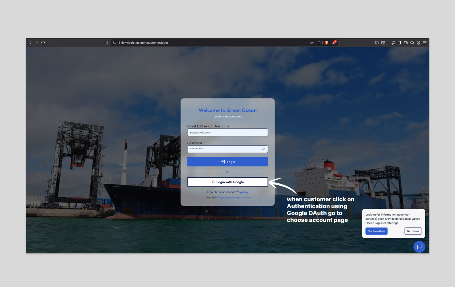 Customer Sign-in Page with Google Login Option